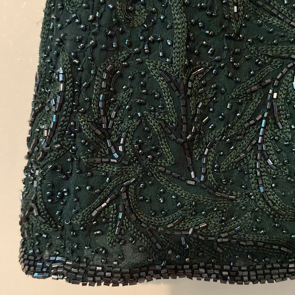 Vintage women’s Peter Nygård size small heavily beaded blouse top emerald green - Picture 9 of 9